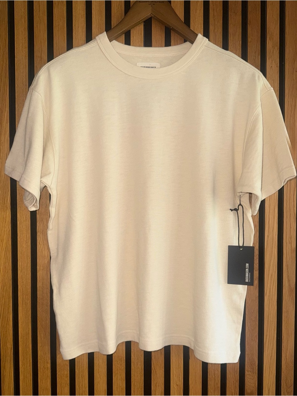 Buck Mason “Collingwood” Field-Spec 90s Boxy Heavy Cotton Tee in Natural/Cream